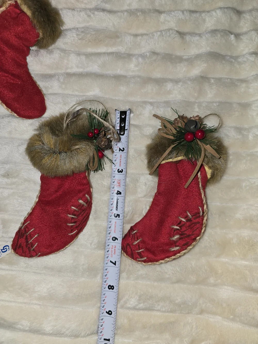 8 Vintage Rustic Christmas Stocking Ornaments